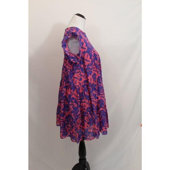 TALULAH Sz S Small Pink Blue Floral Ruffle Mini Dress NEW Cotton - Picture 4 of 8